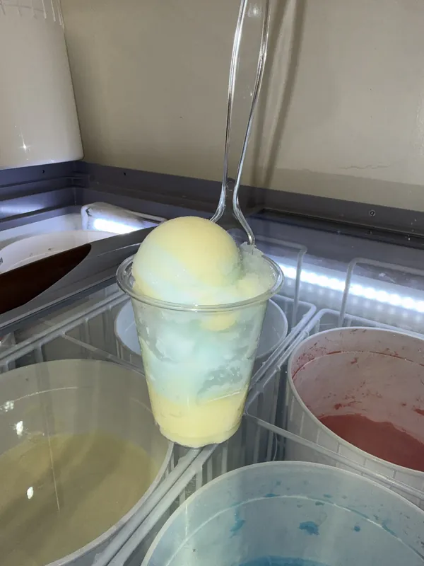 Yellow layered water ice cup