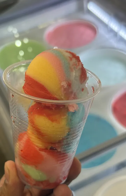 Rainbow scoops of water ice